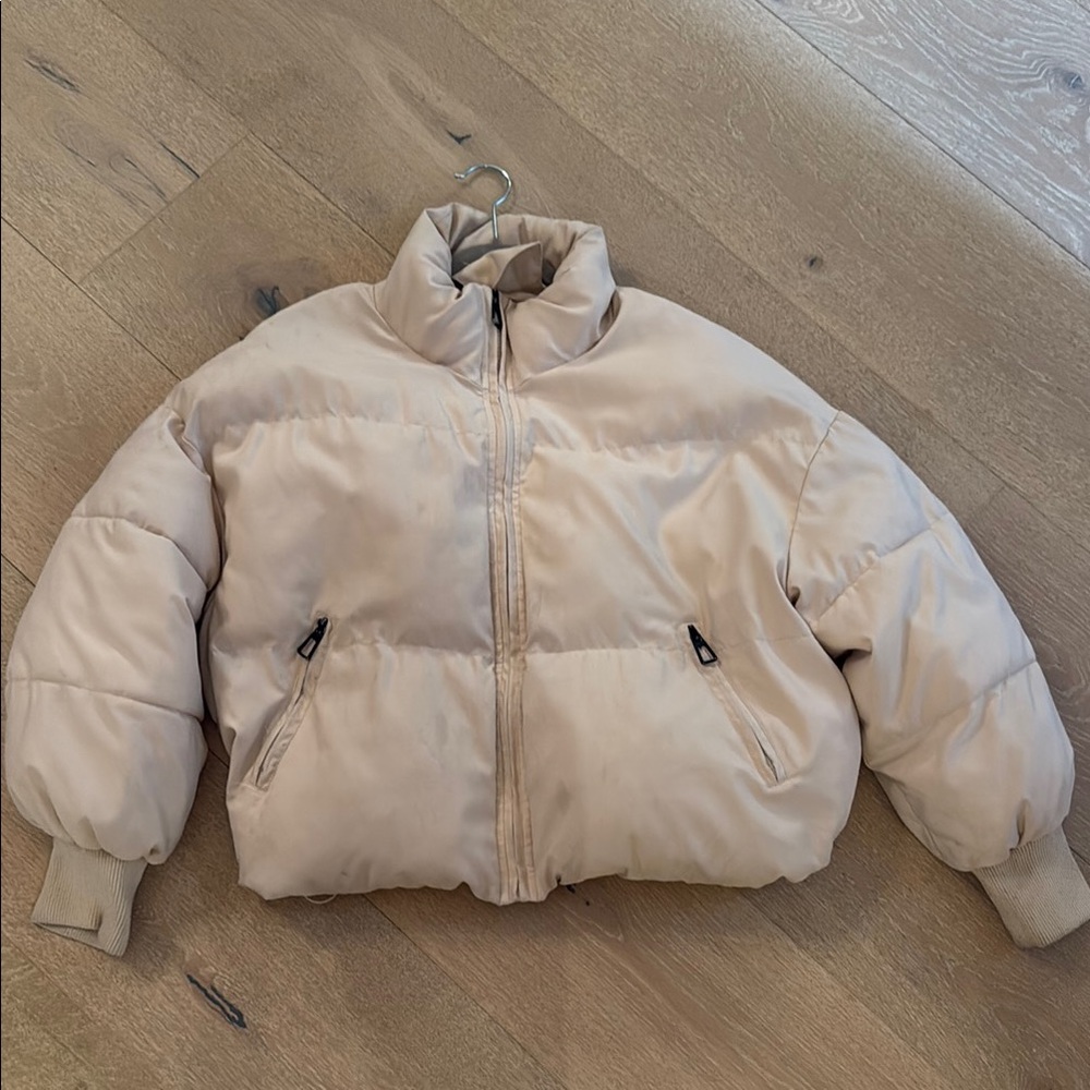 Women's Beige Puffer Jacket